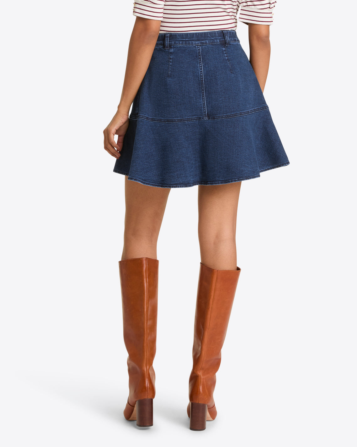 Draper James Dark Wash Button Front Denim Skirt