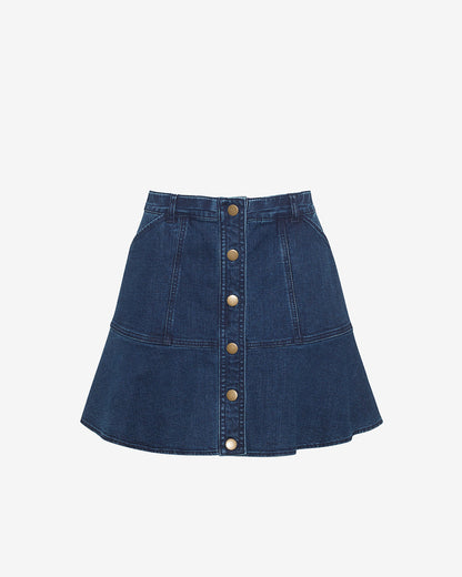 Draper James Dark Wash Button Front Denim Skirt