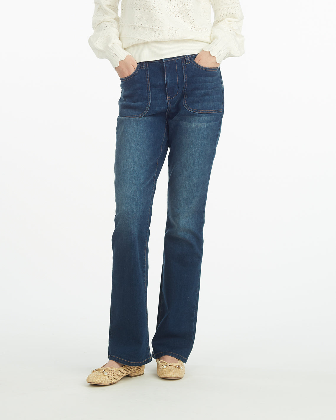 Draper James Dark Wash Patch Pocket Denim Baby Boot
