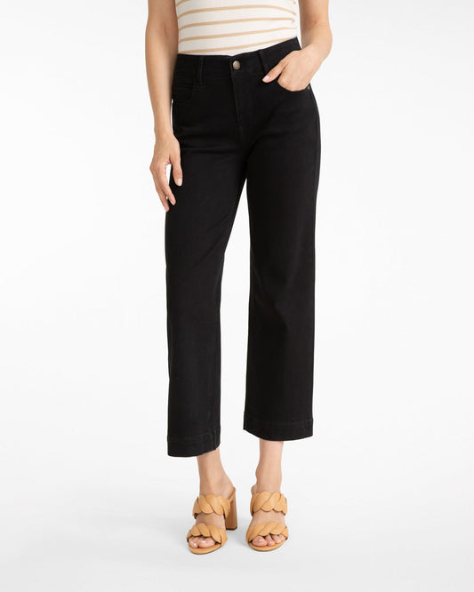 Draper James Belle Meade Black 5-Pocket Wide Leg Crop in Black Denim