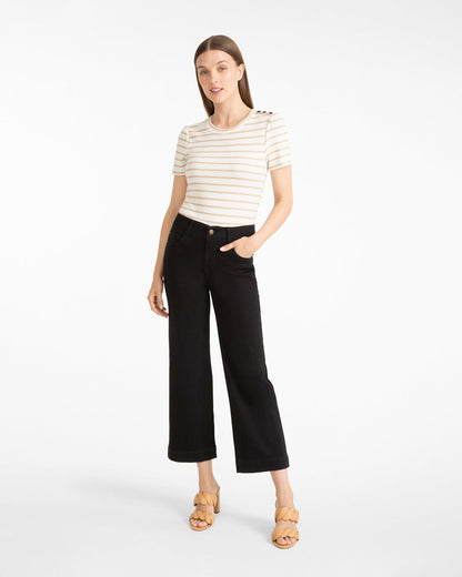 Draper James Belle Meade Black 5-Pocket Wide Leg Crop in Black Denim
