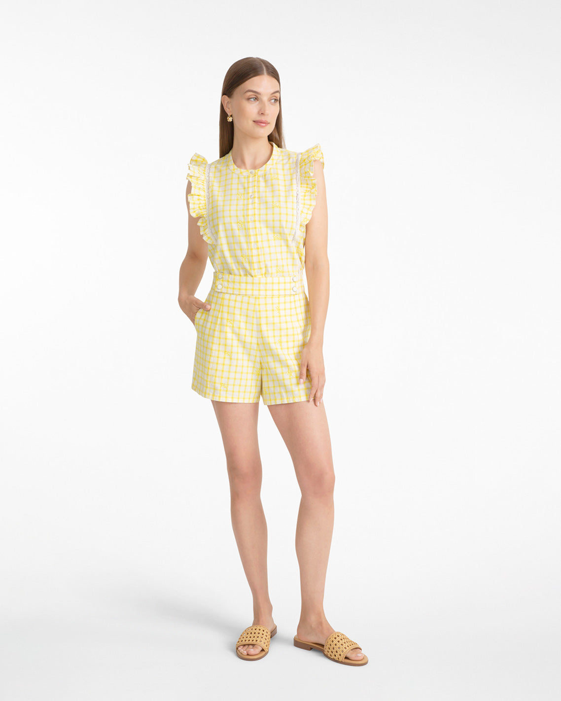 Draper James Yellow Grid Print Short