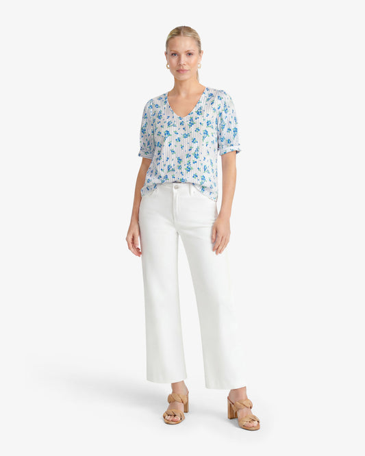 Draper James Magnolia White Wide Leg Jeans in White Denim