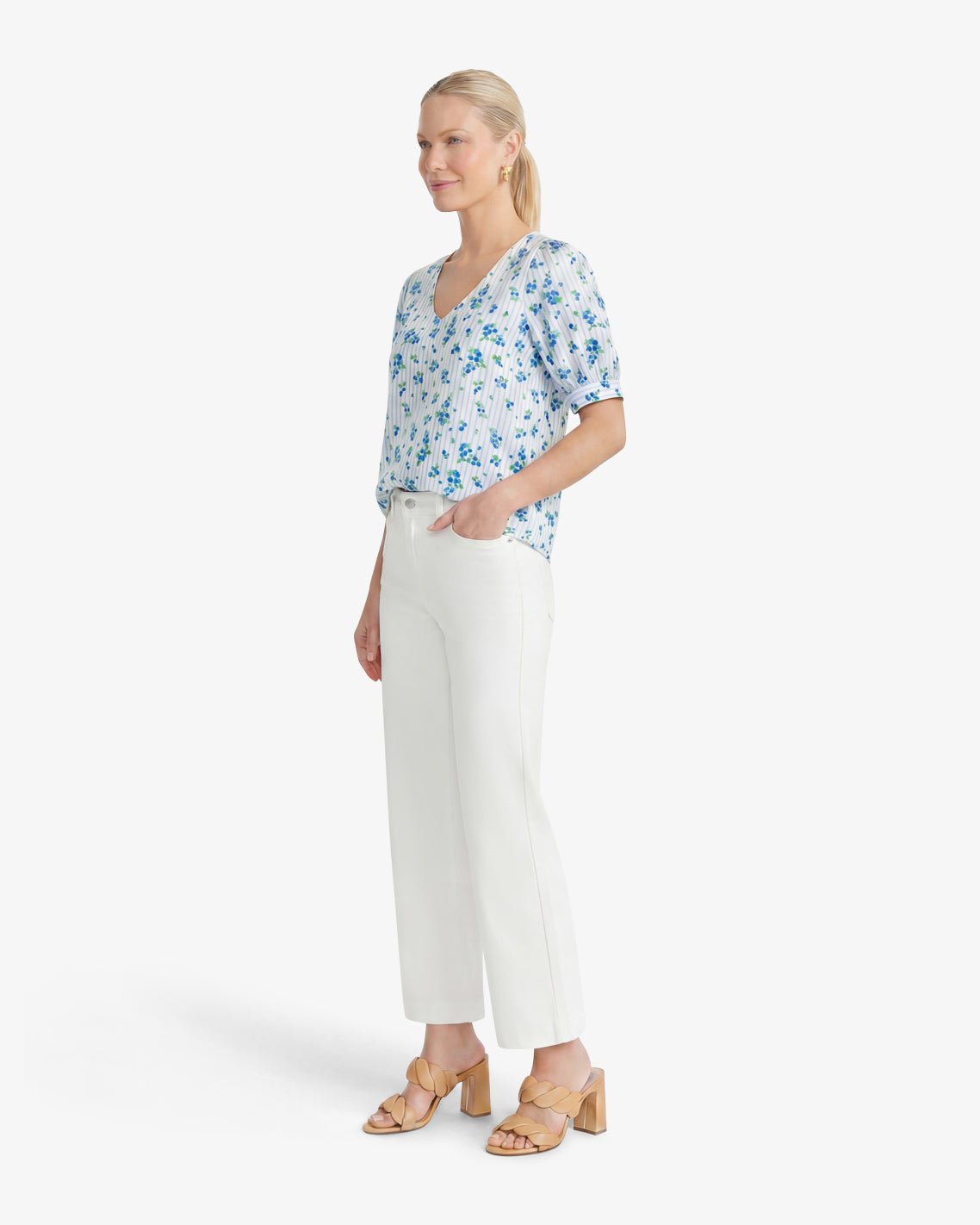 Draper James Magnolia White Wide Leg Jeans in White Denim