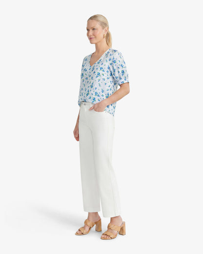Draper James Magnolia White Wide Leg Jeans in White Denim