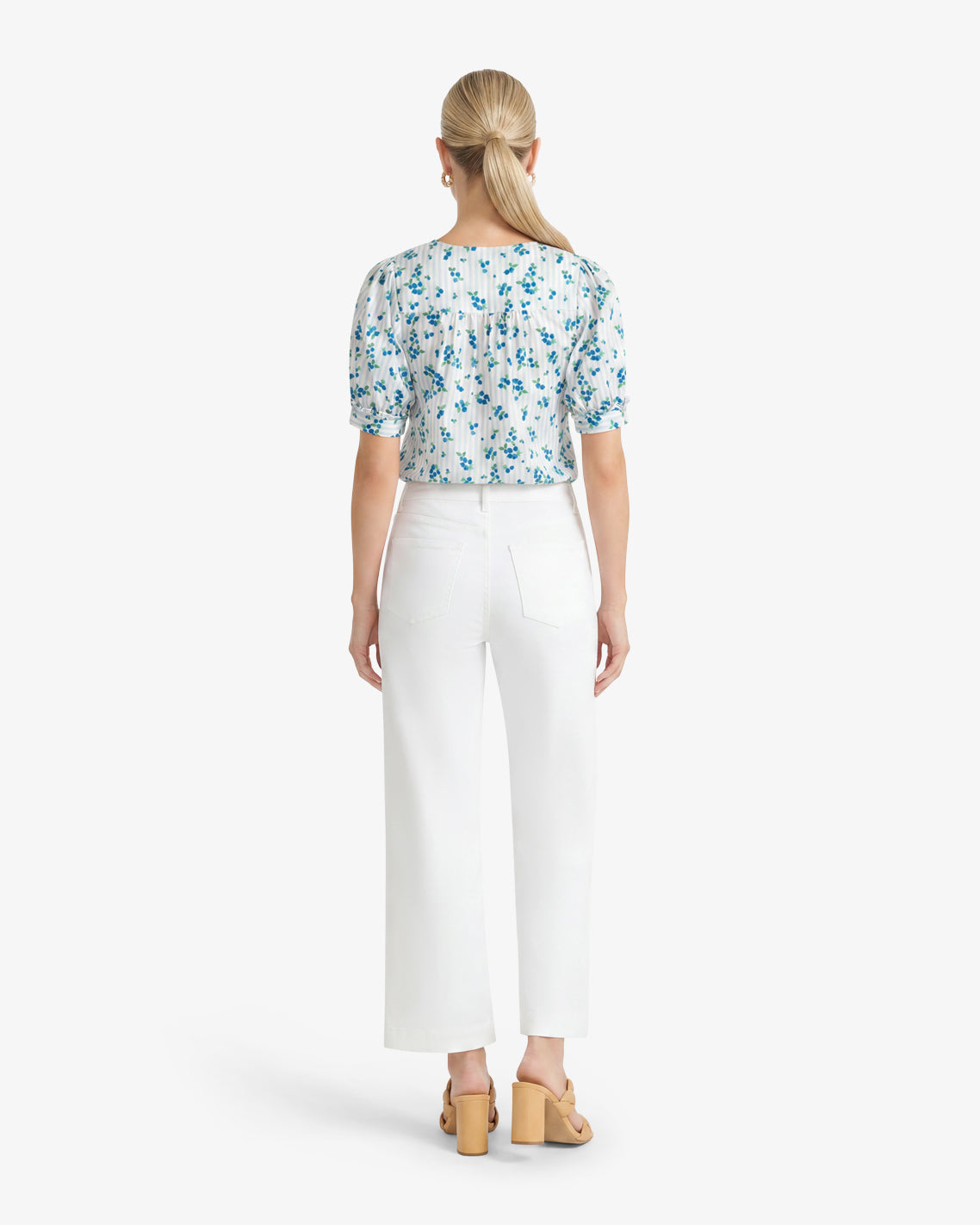 Draper James Magnolia White Wide Leg Jeans in White Denim