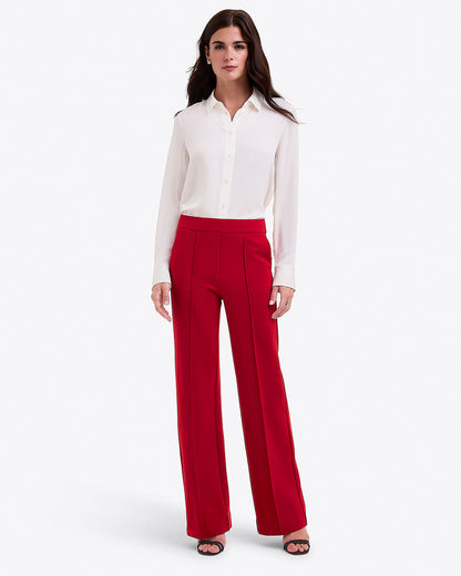Draper James Red Flare Pants in Ponte – Navy