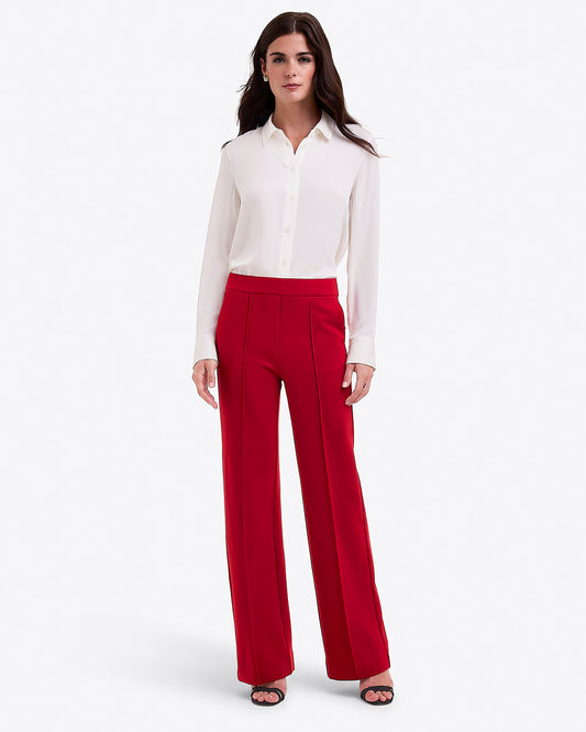 Draper James Red Flare Pants in Ponte – Navy