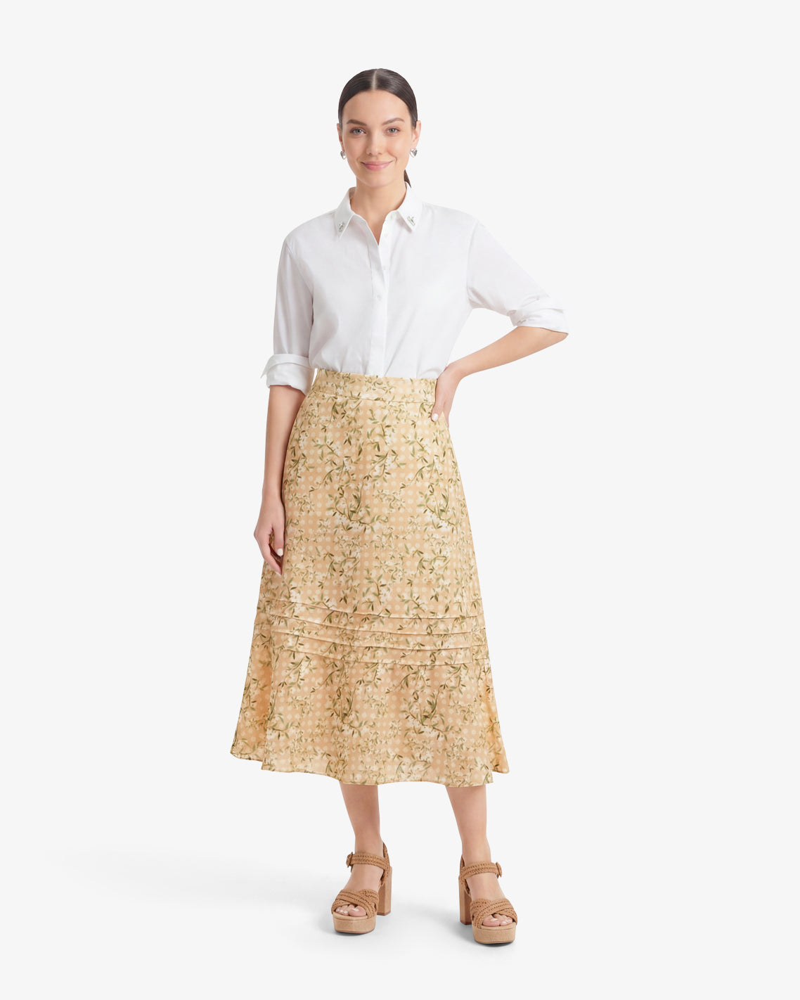 Draper James Floral Rattan Midi Skirt in Floral Rattan