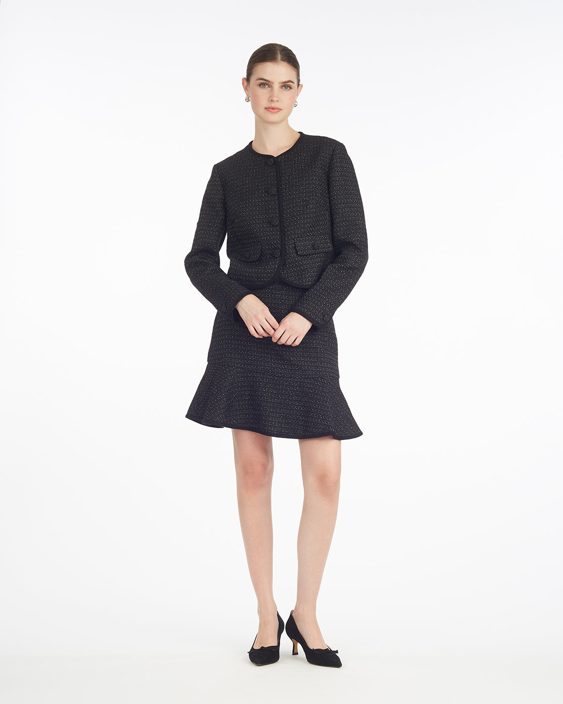 Draper James Black Mini Flounce Skirt | Women's Mini Skirts by Draper James