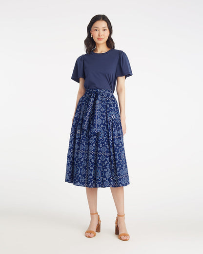 Draper James Bandana Blue Midi Skirt in Bandana Blue