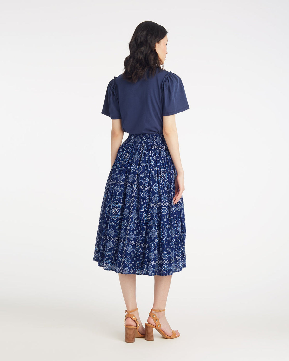 Draper James Bandana Blue Midi Skirt in Bandana Blue