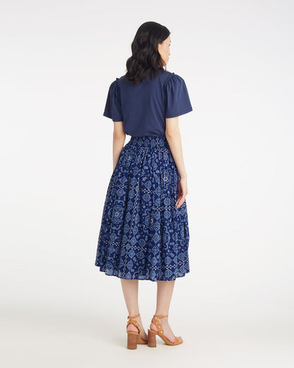 Draper James Bandana Blue Midi Skirt in Bandana Blue