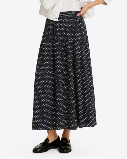 Draper James Black Polka Dot Midi Skirt in Polka Dot