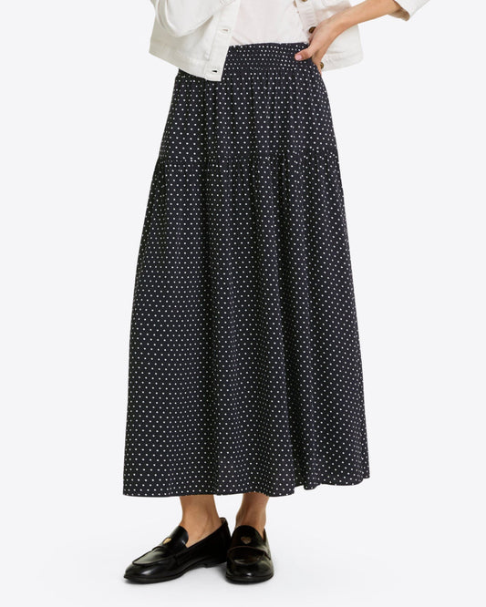 Draper James Black Polka Dot Midi Skirt in Polka Dot