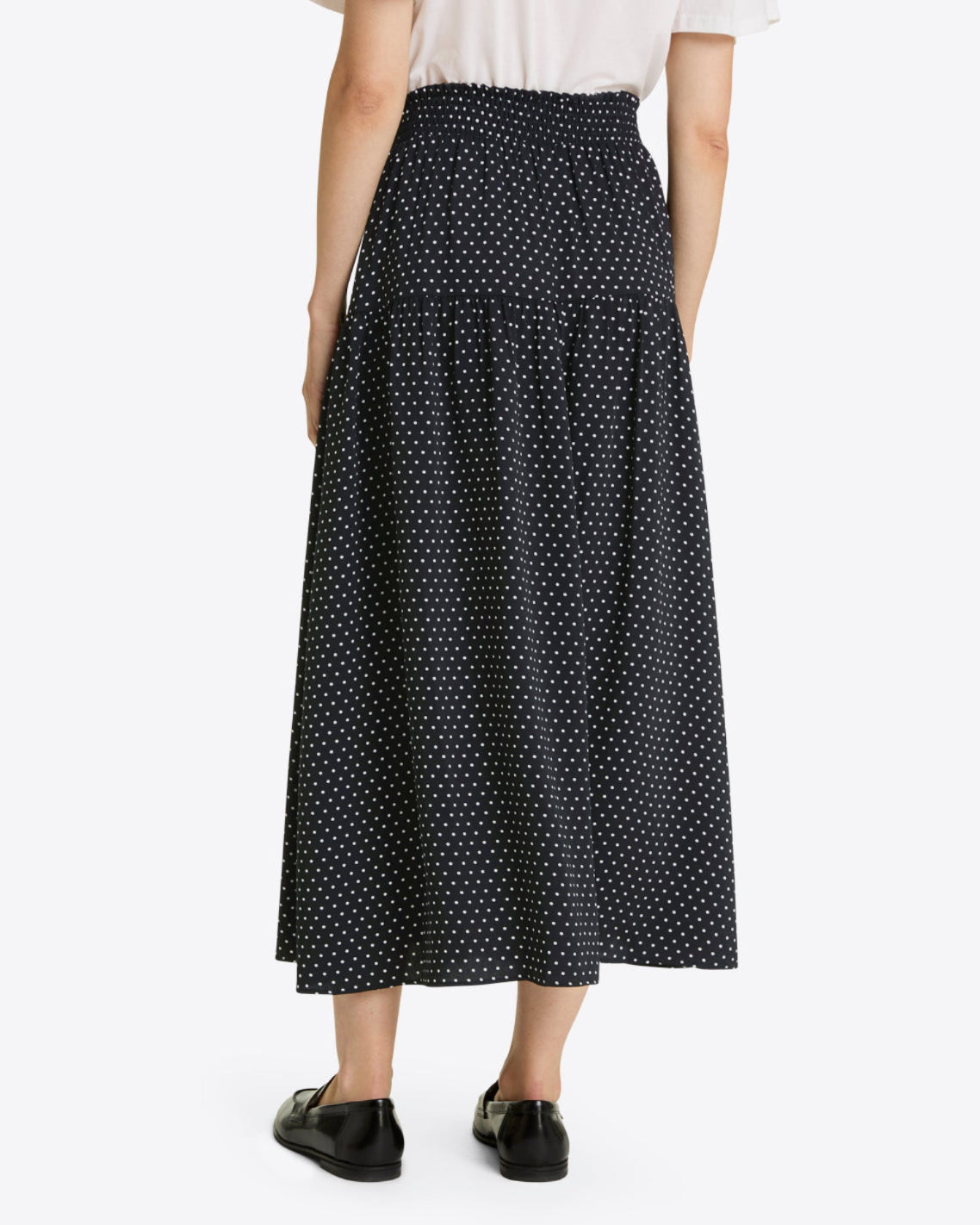 Draper James Black Polka Dot Midi Skirt in Polka Dot