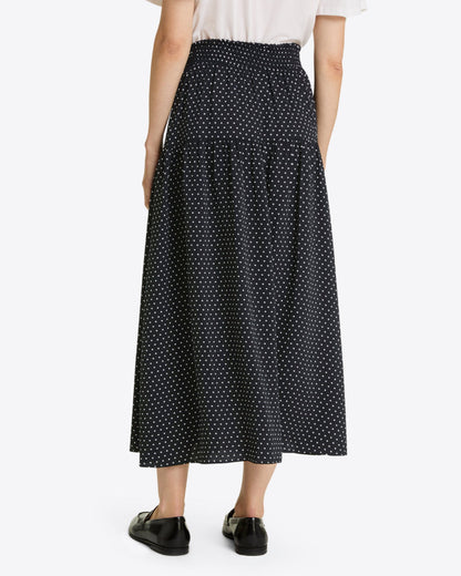 Draper James Black Polka Dot Midi Skirt in Polka Dot