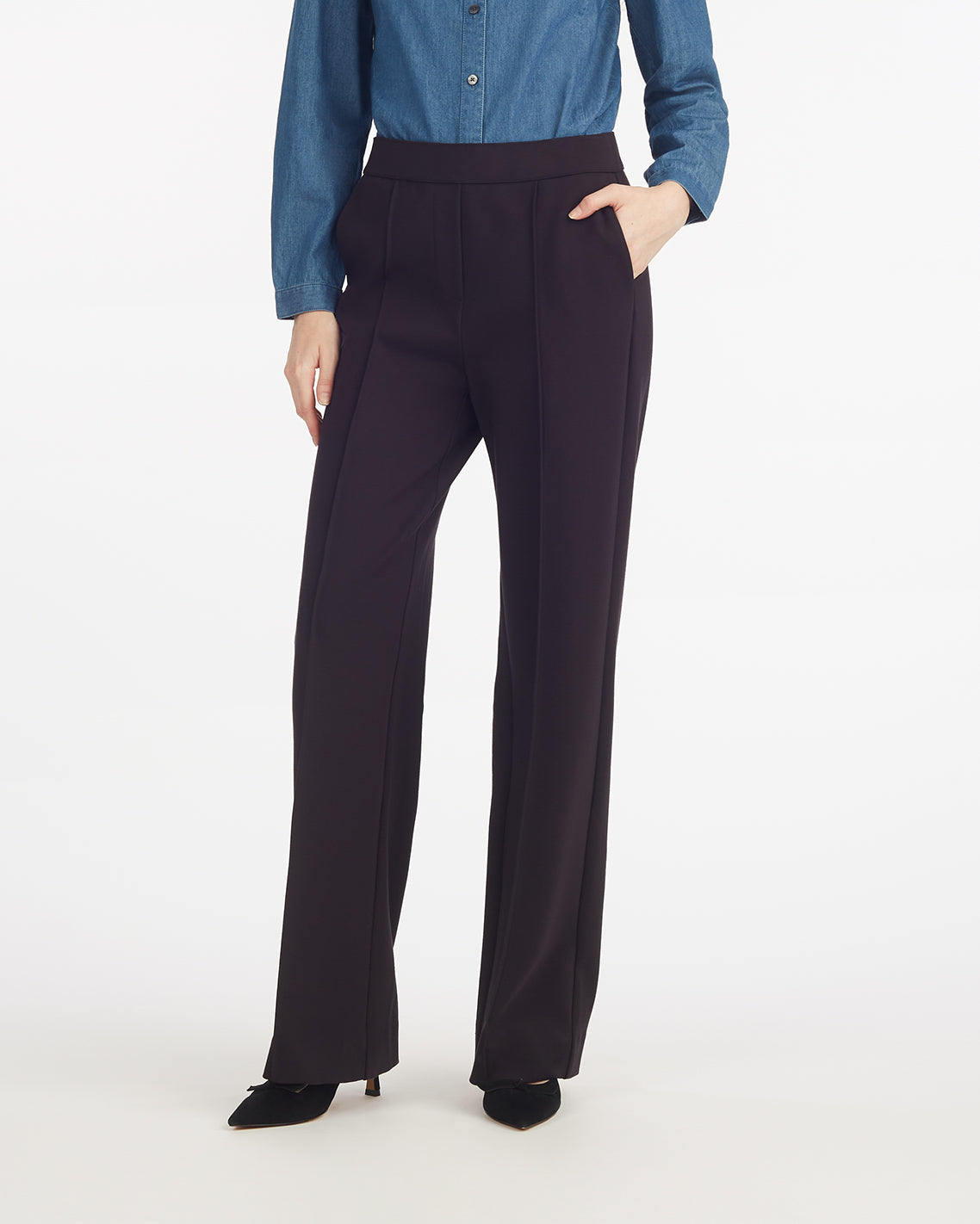 Draper James Black Flare Pants in Ponte – Classic Black