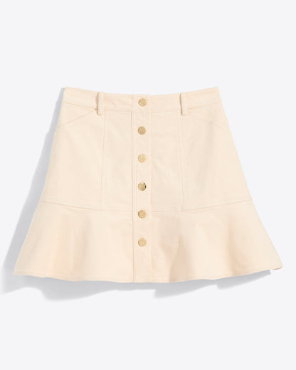 Draper James Magnolia White Peplum Mini Skirt in Stretch Corduroy