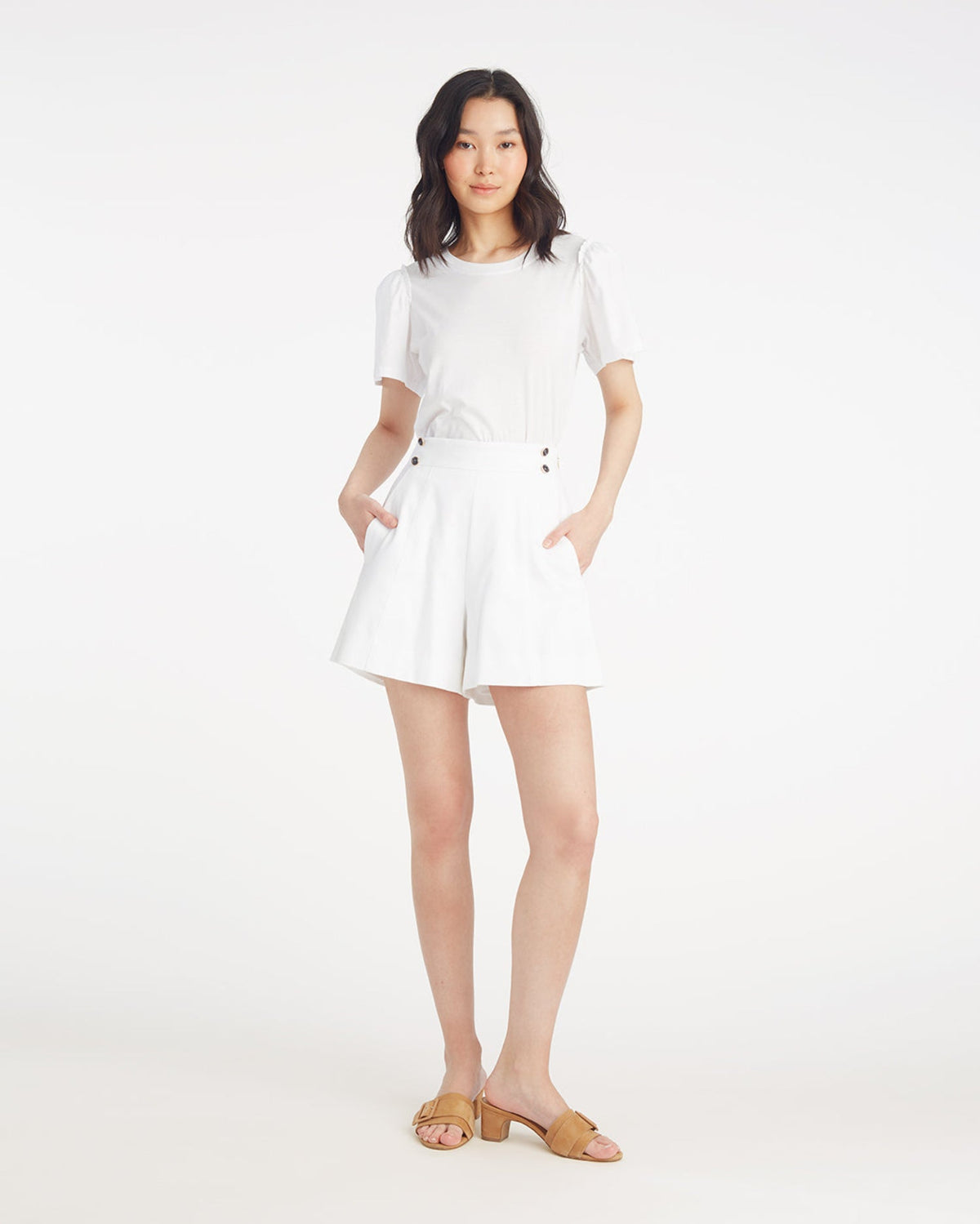 Draper James Magnolia White Tailored Shorts in Pique