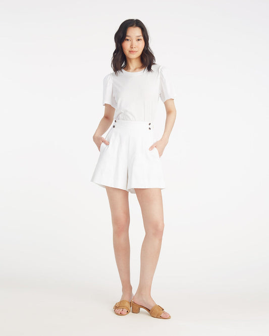 Draper James Magnolia White Tailored Shorts in Pique