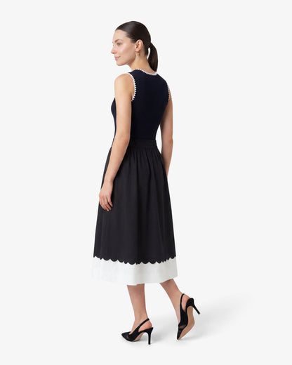 Draper James Black Midi Skirt in Black and White