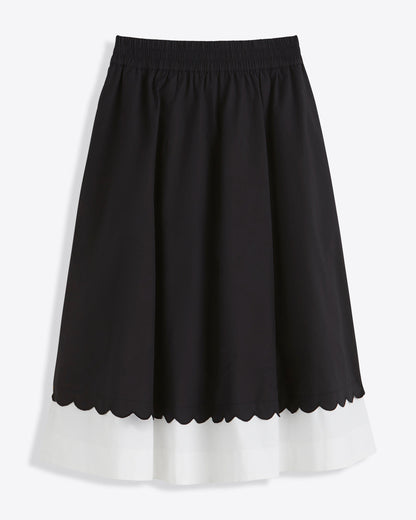 Draper James Black Midi Skirt in Black and White