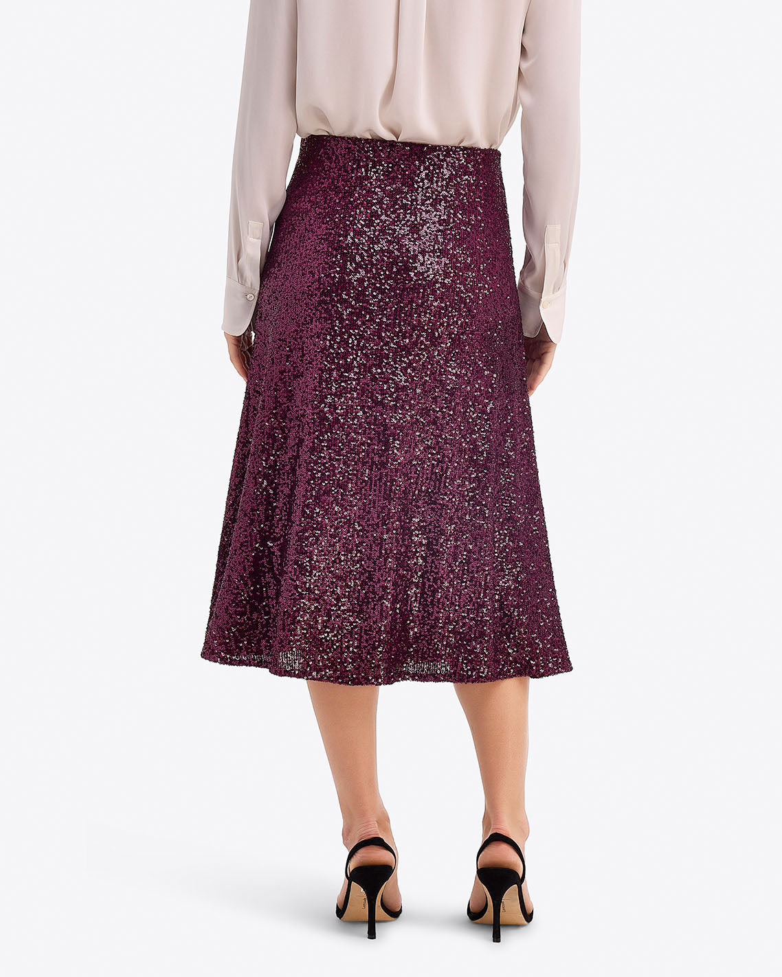 Draper James Burgundy Sequin Midi Skirt – Festive Sparkle