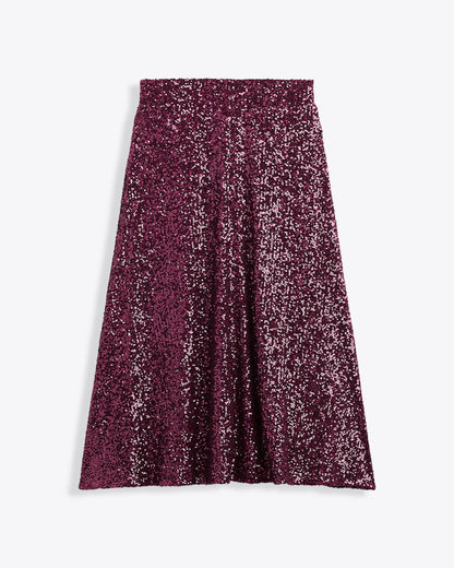Draper James Burgundy Sequin Midi Skirt – Festive Sparkle