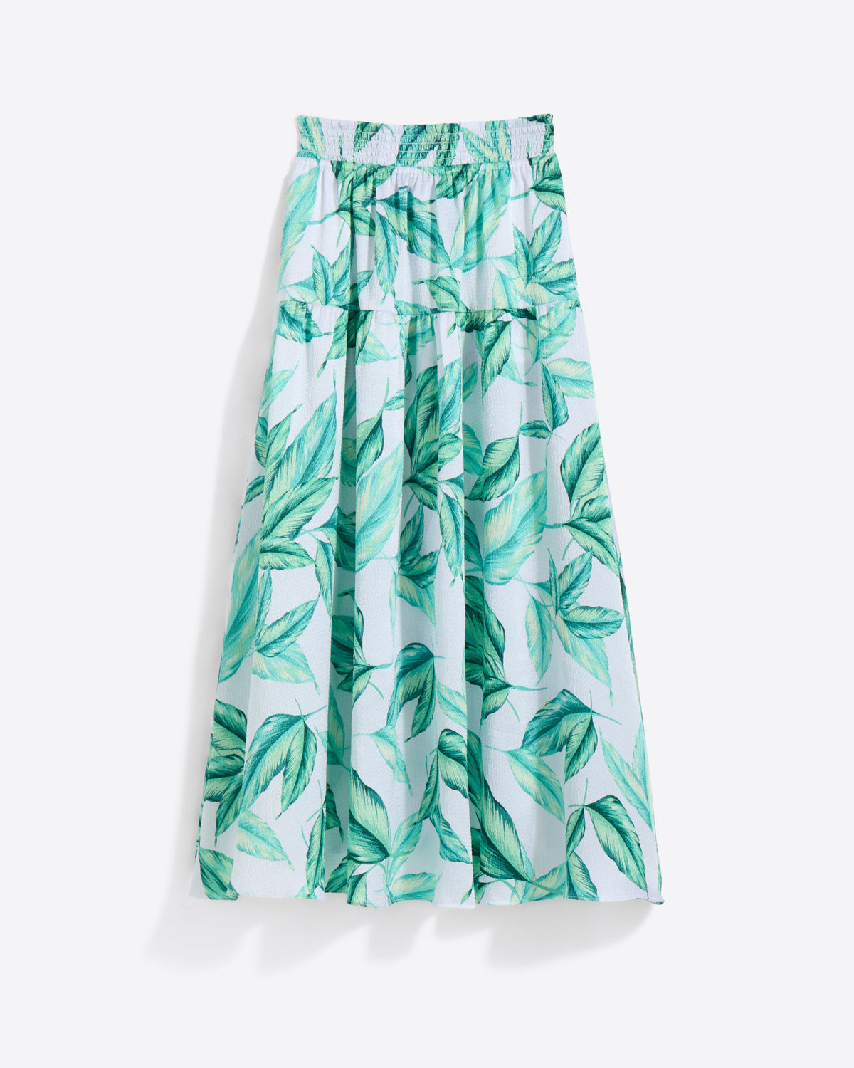 Draper James Tropical Leaf Midi Skirt in Hammered Satin