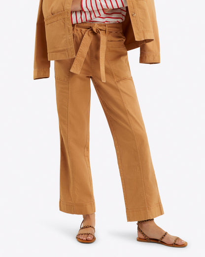 Draper James Camel Utility Pant in Cotton Twill