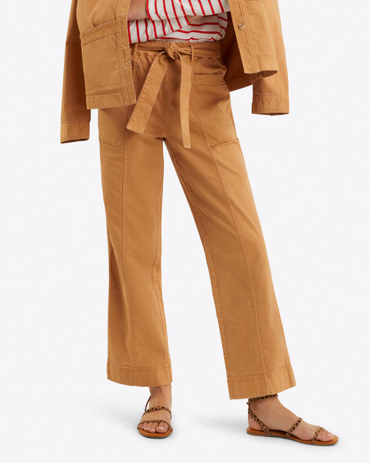 Draper James Camel Utility Pant in Cotton Twill