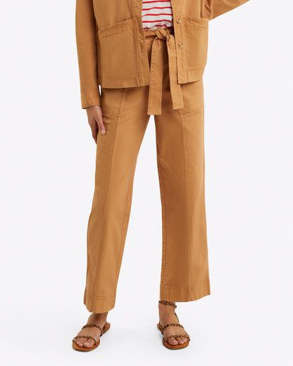 Draper James Camel Utility Pant in Cotton Twill