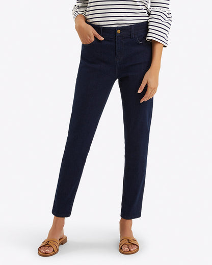 Draper James Dark Wash Mid-Rise Slim Jeans in Dark Wash