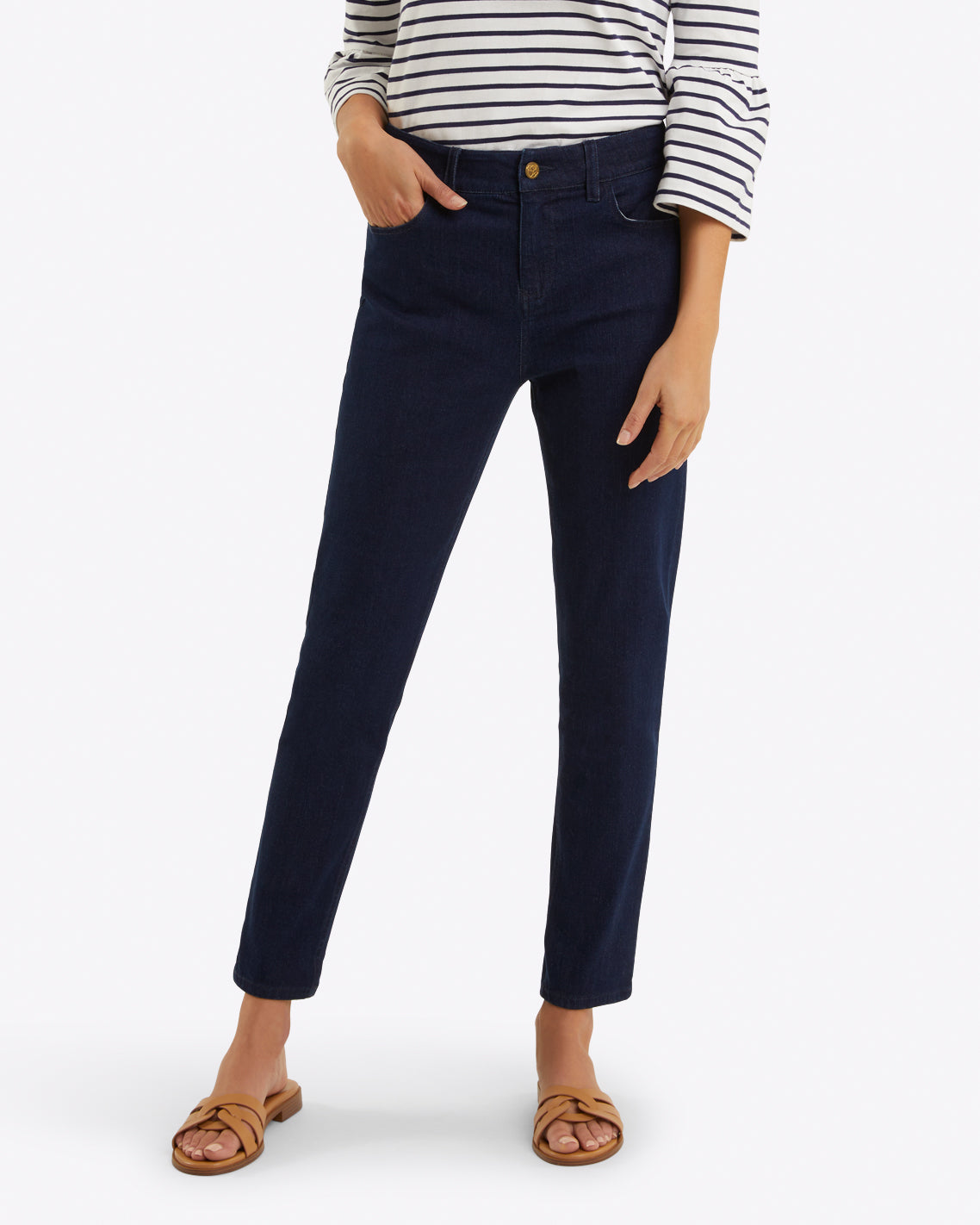 Draper James Dark Wash Mid-Rise Slim Jeans in Dark Wash