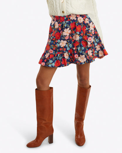 Draper James Blooming Peony Ruffle Wrap Skirt in Stretch Poplin