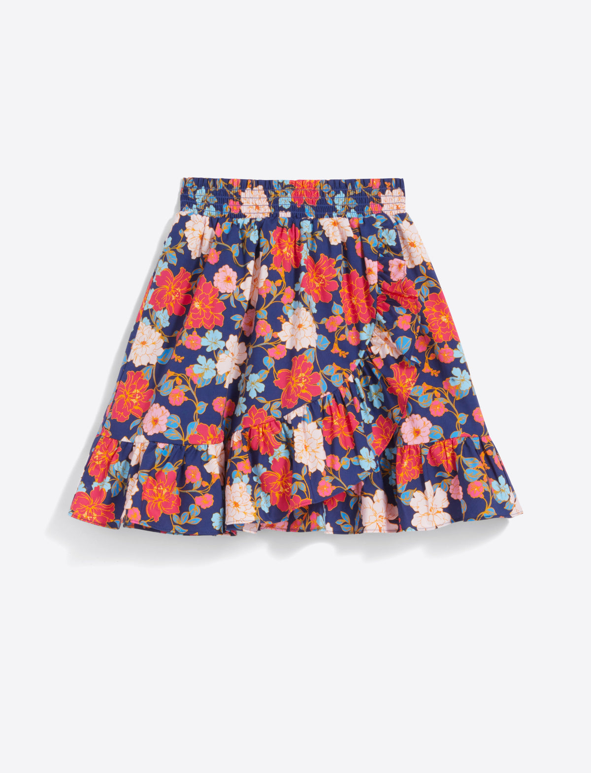 Draper James Blooming Peony Ruffle Wrap Skirt in Stretch Poplin