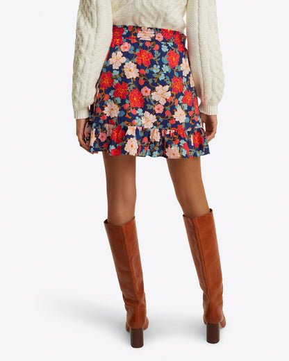 Draper James Blooming Peony Ruffle Wrap Skirt in Stretch Poplin