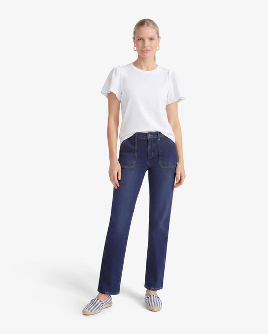Draper James Medium Wash Wide Leg Denim Pant