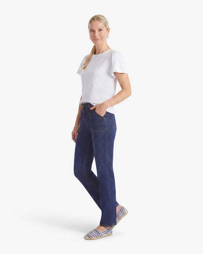 Draper James Medium Wash Wide Leg Denim Pant
