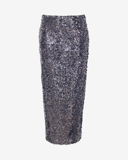 Draper James Silver Midi Skirt in Sequins – Sparkle Edition