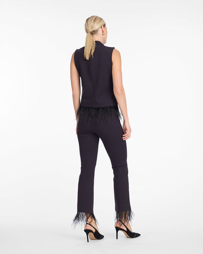 Draper James Black Trousers with Feather Trim
