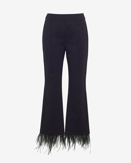 Draper James Black Trousers with Feather Trim