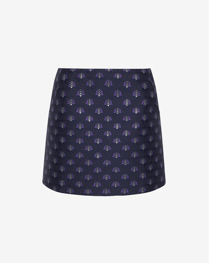 Draper James Blue Mini Skirt in Fan Floral Jacquard