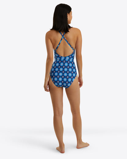 Draper James Floral Geo Crossover One Piece Swimsuit