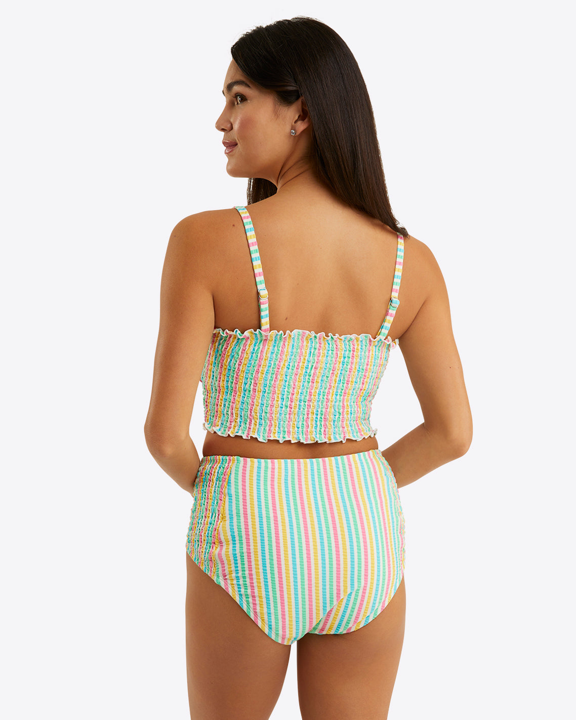 Draper James Multistripe Smocked Bikini Bottom