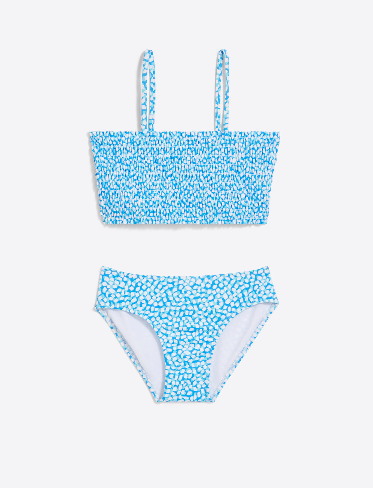 Draper James Blue Square Dot Girls Smocked Bikini