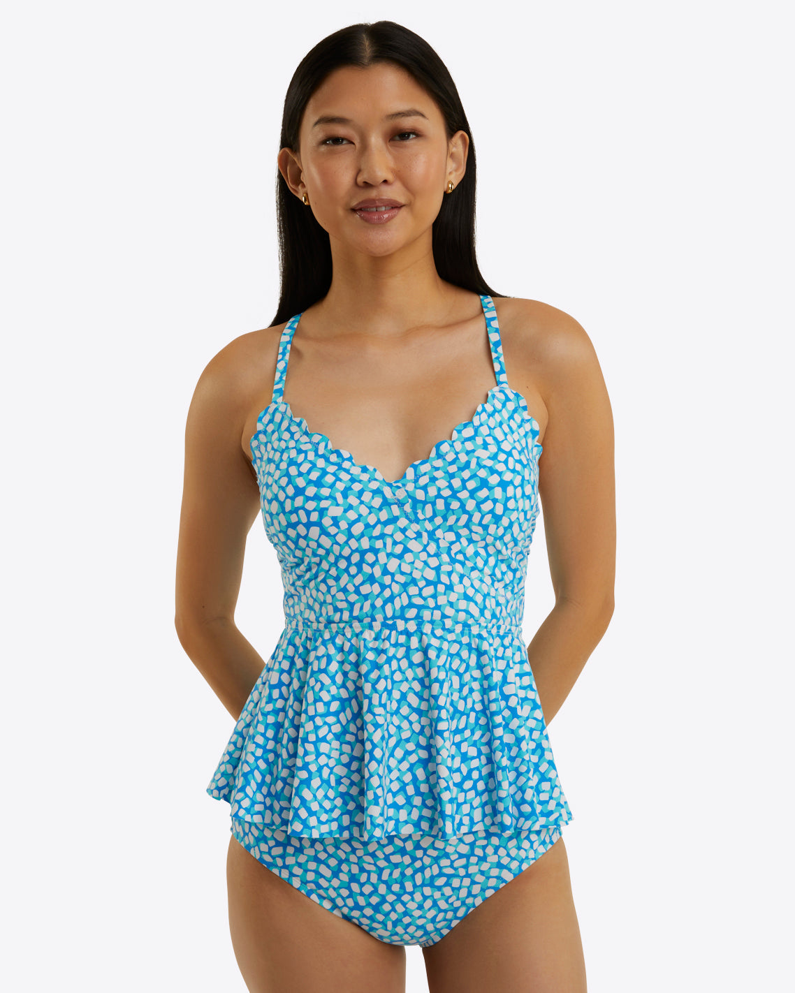 Draper James Blue Square Dot Tankini Bottom | Women's Swimwear by Draper James