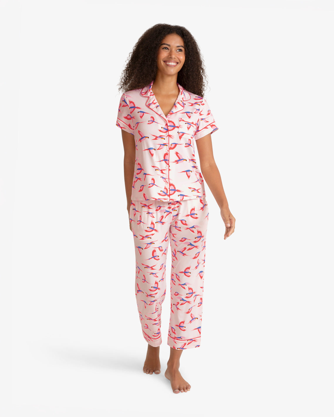 Draper James Pink Multi Short Sleeve Linda in Pink Parrot