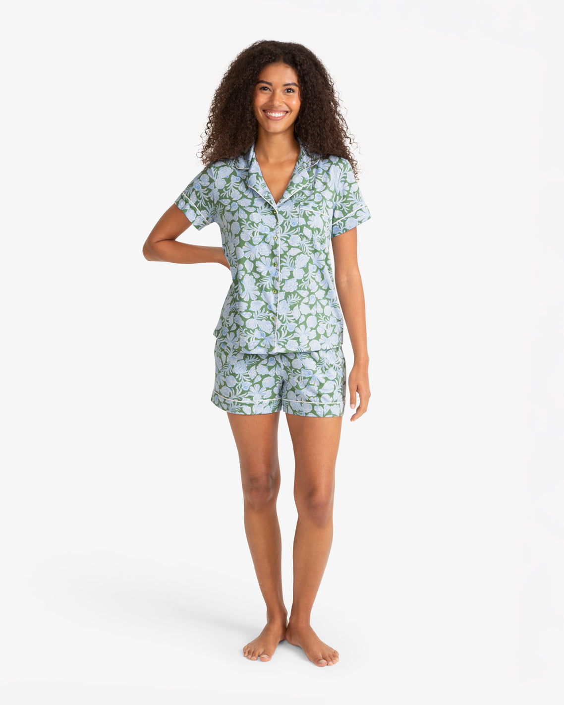 Draper James Green Multi Sara Pajama in Shell Fan